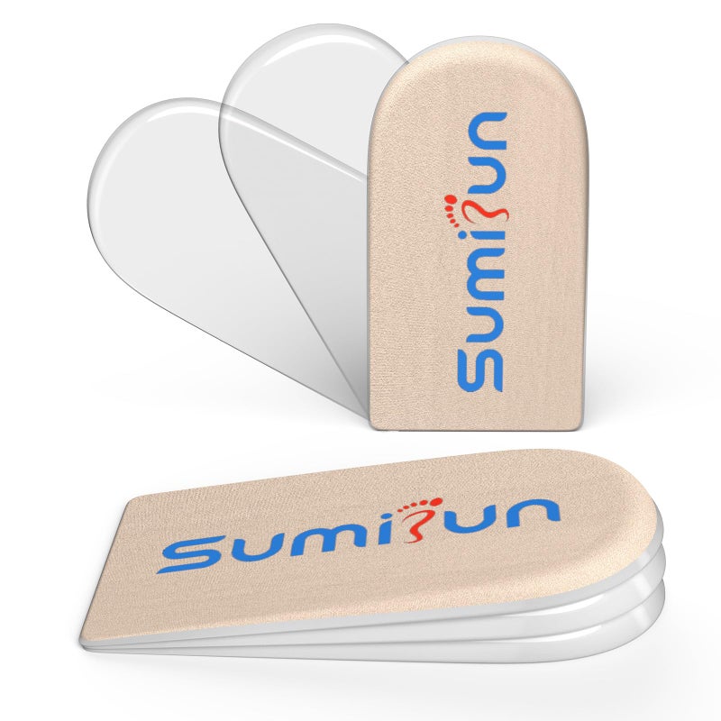 سوميفون Sumifun كعب رفع 3 طبقات جل أحذية رفع للنساء أرجل غير متساوية قابلة للتعديل لرفع الكعب العظمي لألم الكعب وطول الساق تباين كعب إسفين 1/8 بوصة 2/8 بوصة 3/8 بوصة (مقاس S زوج واحد) - Image 1